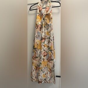 Abercrombie & Fitch Floral Midi Dress - Yellow, Brown, Green